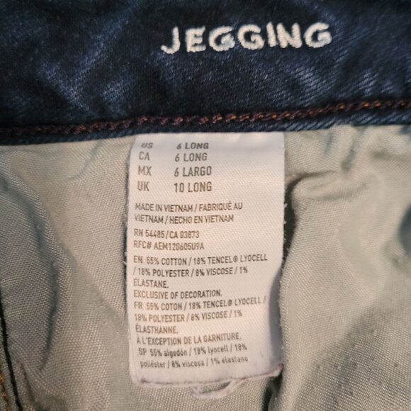 American Eagle Jeans 6 L Jegging Low Rise Medium Dark Wash Super Stretch Denim - Picture 5 of 11